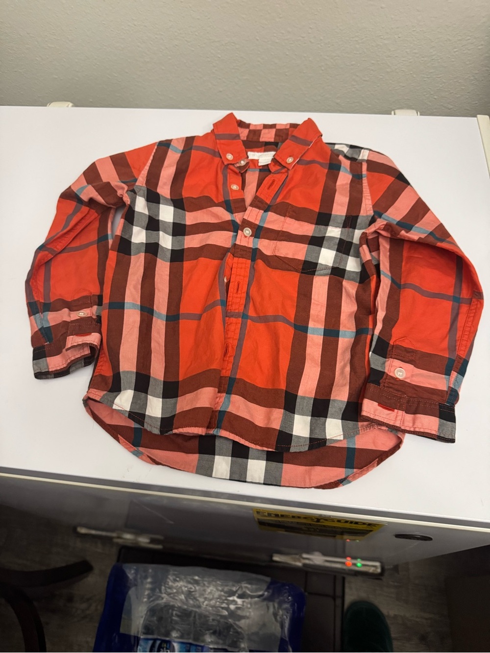 Burberry Orange and Pink Plaid Kids Button-Down Shirt